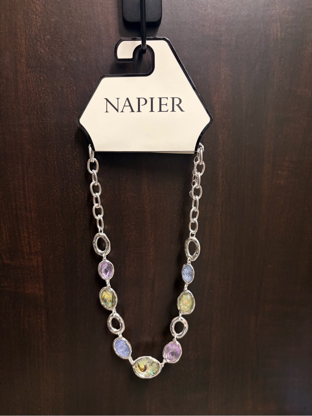 Napier Silver-Tone Simulated Gemstone Collar Necklace
